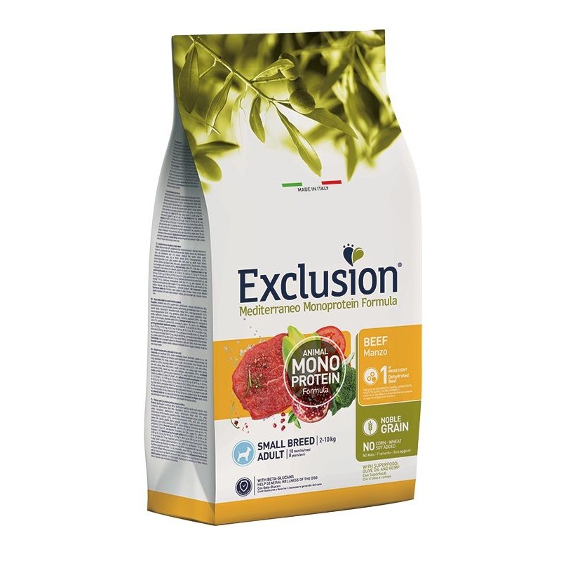 Exclusion Cane Small Adult Mediterraneo Noble Grain 500gr Manzo