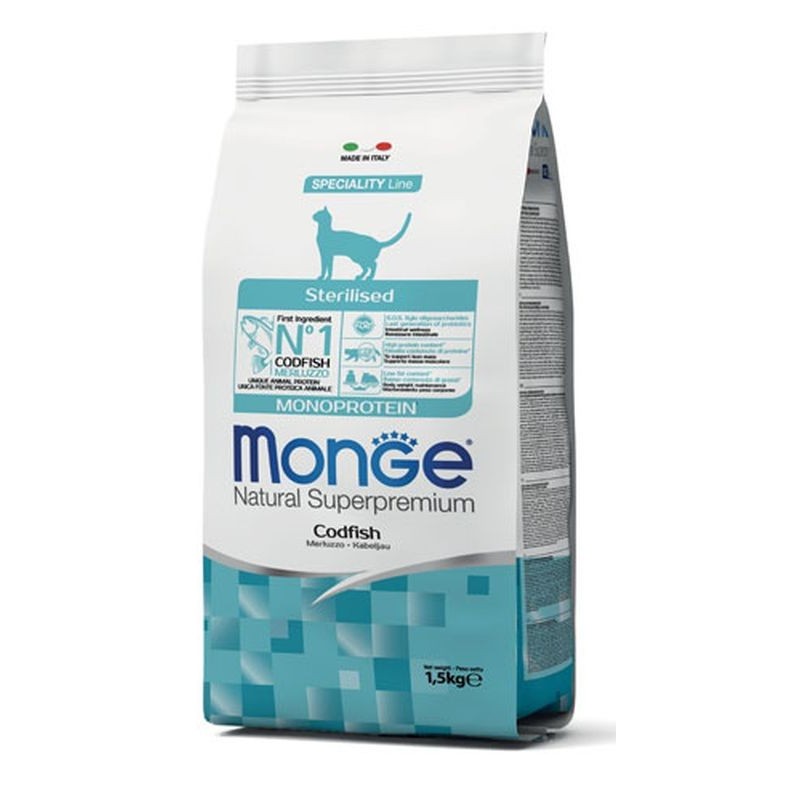 Monge Gatto NS Sterilizzato 1,5kg Monoproteico Merluzzo
