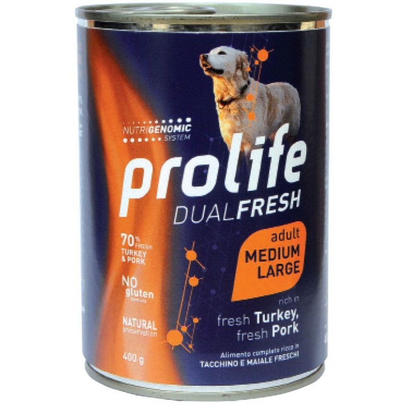 ProLife Cane 400gr Dual fresh Adult Medium Large Tacchino e Maiale