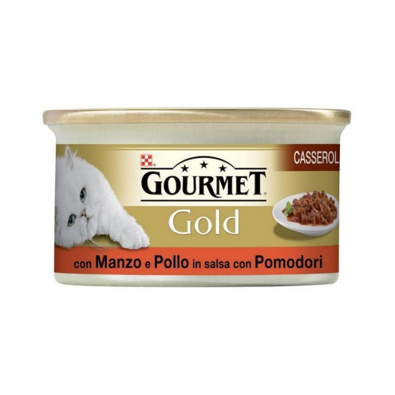 Gourmet Gold Gatto Casserole 85gr Manzo e Pollo in Salsa