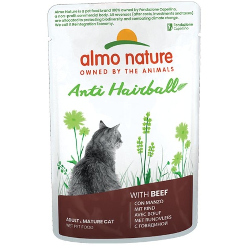 Almo Nature Gatto Functional Adult e Mature Anti hairball 70gr Manzo
